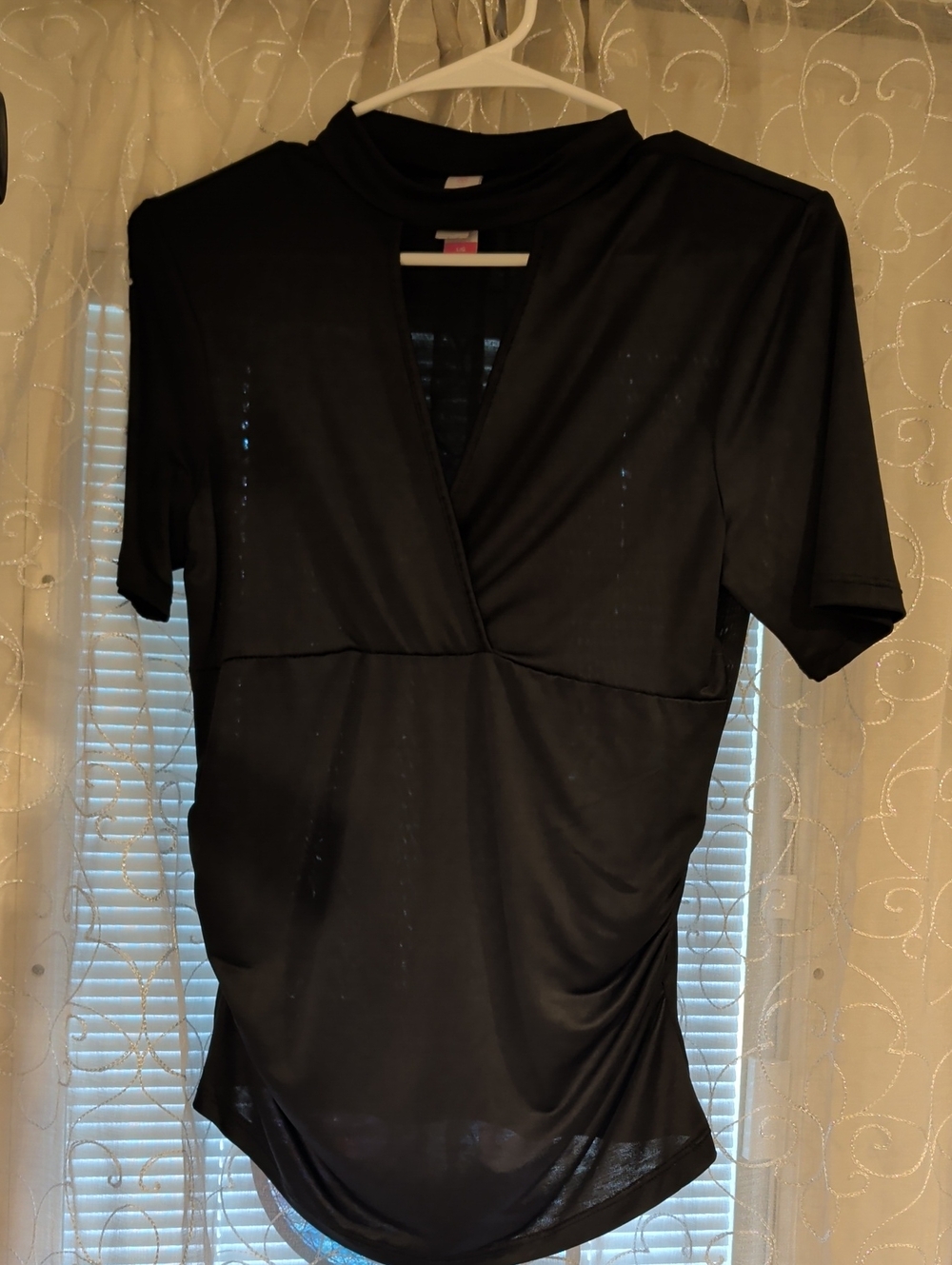 No Boundaries Black Short-Sleeve V-Neck Wrap Top